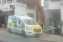 A police van was seen in front of a cordon yesterday afternoon (September 9)