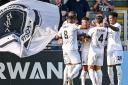 Boreham Wood celebrate their fifth goal.