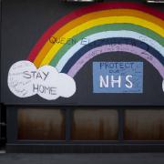 A rainbow graffiti in support of the NHS. Picture: Victoria Jones/PA Images