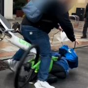 Watch as an E-bike rider crashes into child crossing cycle lane