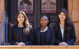 Left to right Tasneen Hossain, Feyisara Adeyemi and Harmanpreet Garcha, who have won their places through the Ivy League programme at Newham Collegiate Sixth Form (NCS)