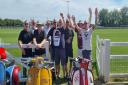 The Totally Unstable Scooter Club – Xaar’s Roger Taylor pictured (middle) holding Break charity bucket
