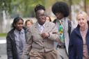 Rosamund Adoo-Kissi-Debrah (left) with Kerry Jack leaving the offices of Department for Environment, Food and Rural Affairs (Defra) in London after a meeting with Environment Minister Emma Hardy.