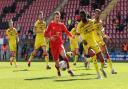 Sam Ling of Leyton Orient and Emmanuel Osadebe of Walsall during Leyton Orient vs Walsall, Sky Bet EFL League 2 Football at The Breyer Group Stadium on 5th April 2021