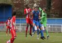 George Martin of Redbridge punches clear during Redbridge vs Clapton, Len Cordell Memorial Cup Football at Oakside Stadium on 10th April 2021