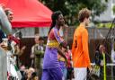 Goal scorer Noah Adejokun celebrates his winner for Clapton CFC