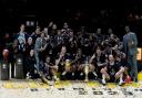 London Lions celebrate winning the BBL Cup in January