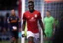 Dan Agyei celebrates a goal for Crewe last season