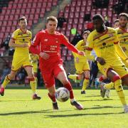 Sam Ling of Leyton Orient and Emmanuel Osadebe of Walsall during Leyton Orient vs Walsall, Sky Bet EFL League 2 Football at The Breyer Group Stadium on 5th April 2021