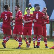 Hornchurch scoring a second goal away to Darlington in the FA Trophy