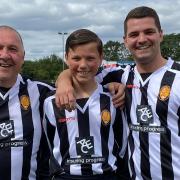 L-R: Jake's dad Tony Morgan, his nephew Frankie Morgan and brother Billy Morgan at the memorial match.